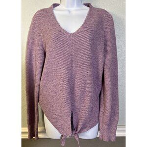 Moth Anthropologie Womens Tie Front V-Neck Ribbed Sweater Size S Rayon Soft Cozy